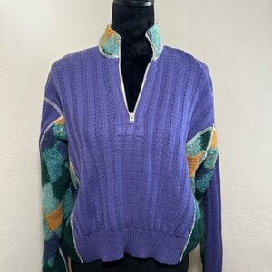 Re/Done Colorful Sweater with Zip Neck